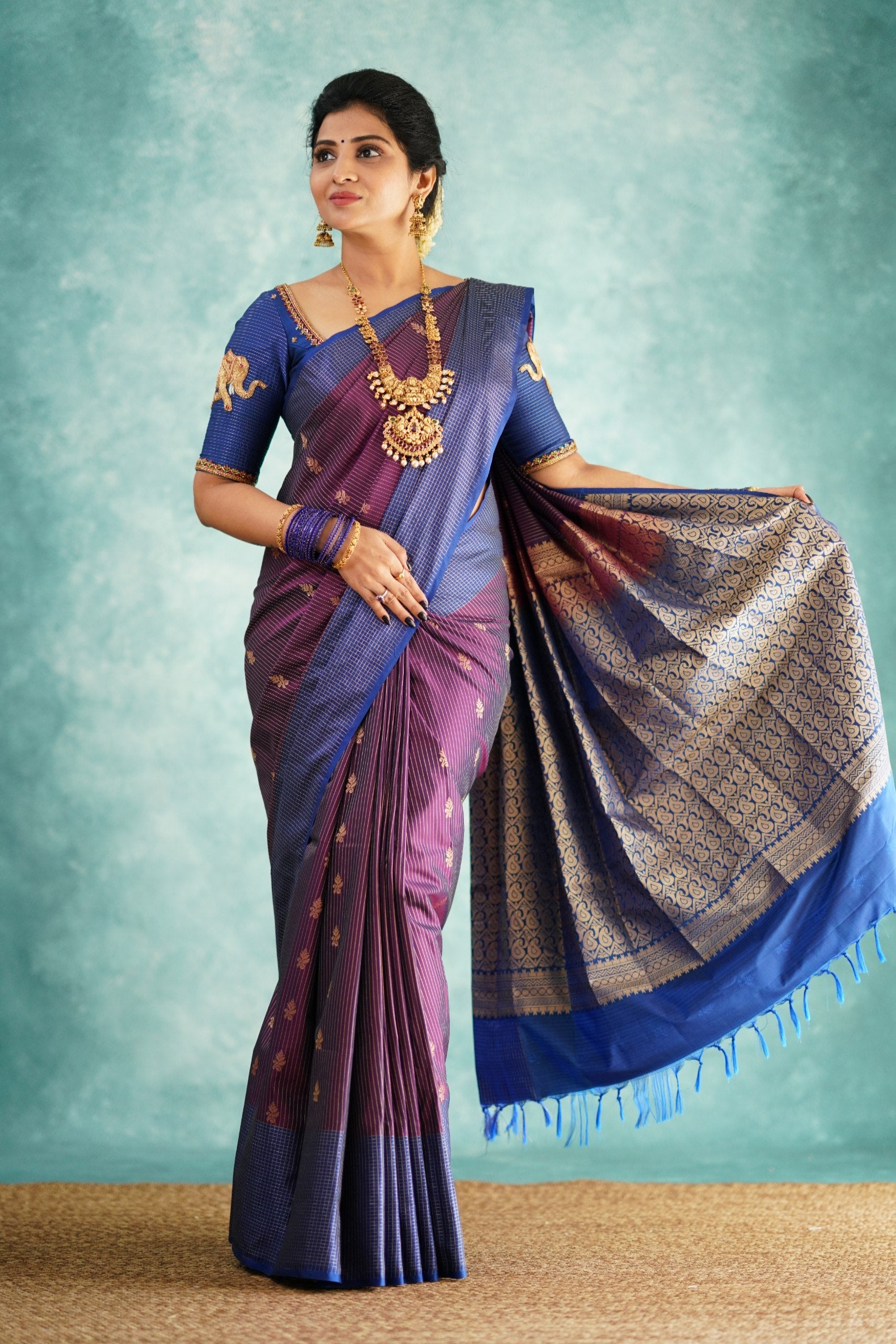 Grace Aura Banarasi Soft Silk Saree Gold Silver Zari
