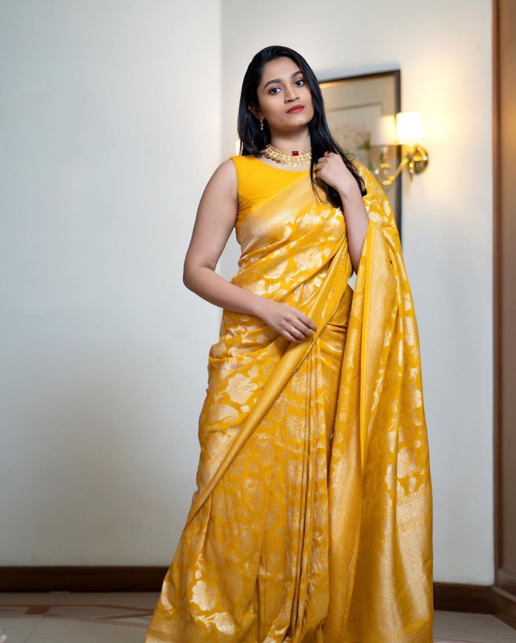 Kanjivaram Banarasi Soft Silk Saree – Shade 1 (520GM)