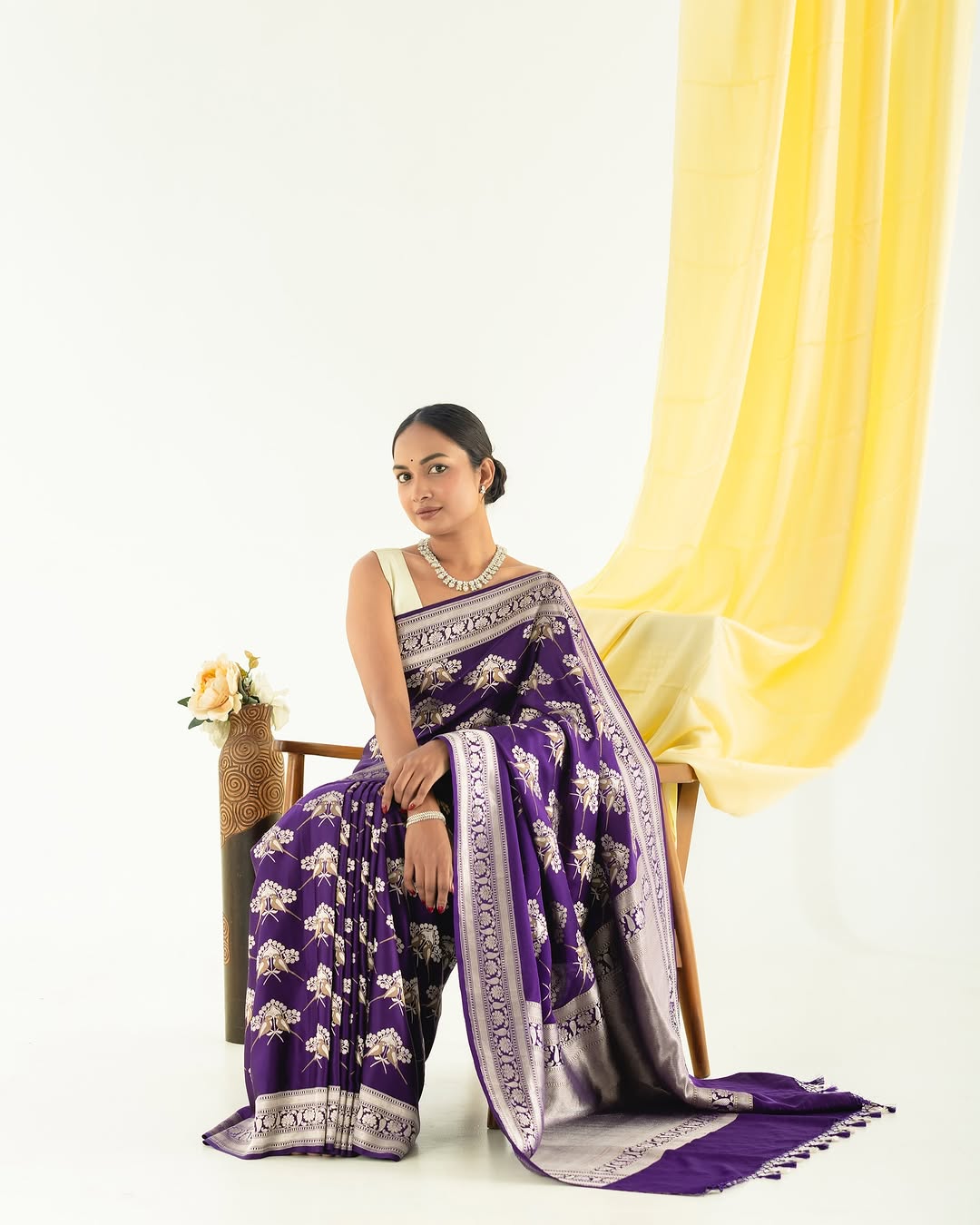 Radiant Grace Banarasi Soft Silk Saree with Gold Weaving