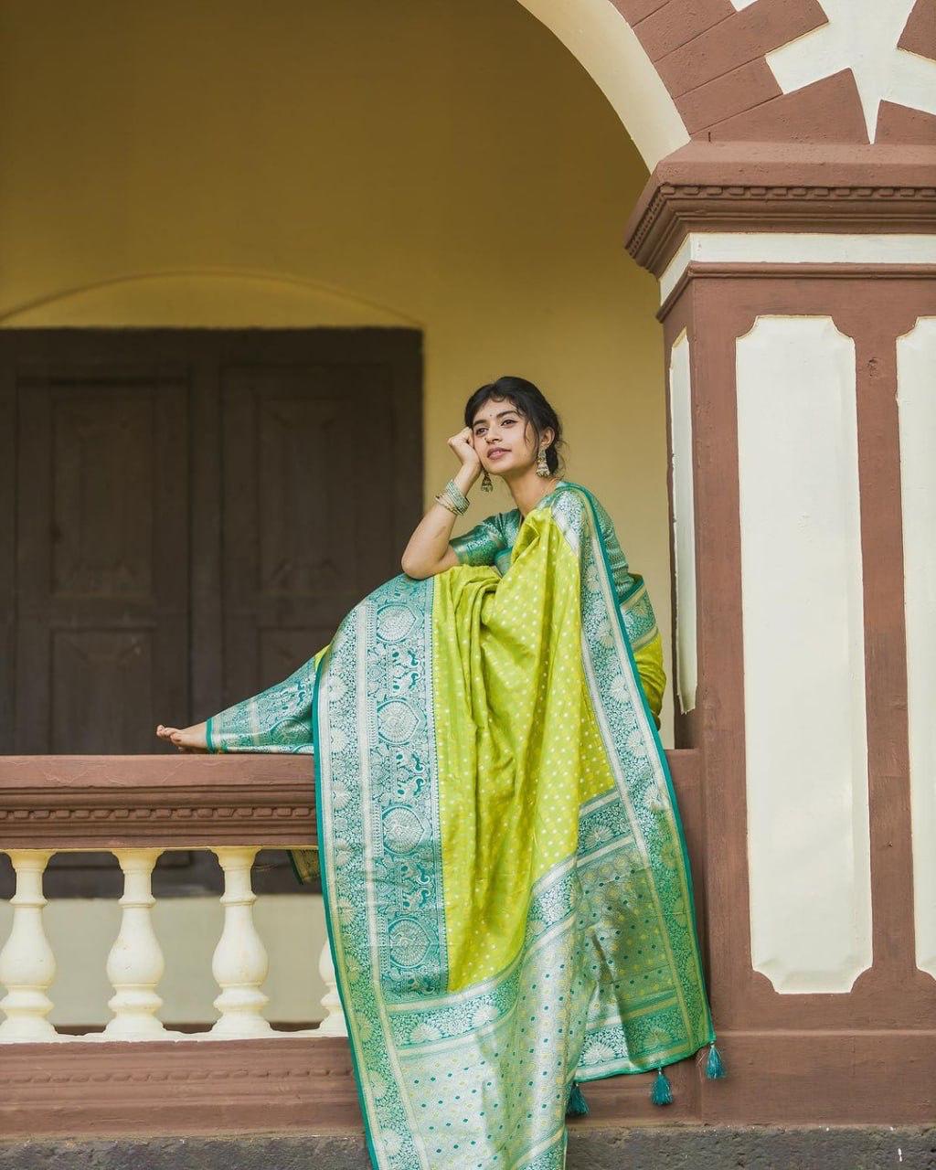 Majestic Opulence Banarasi Soft Silk Saree Gold Zari