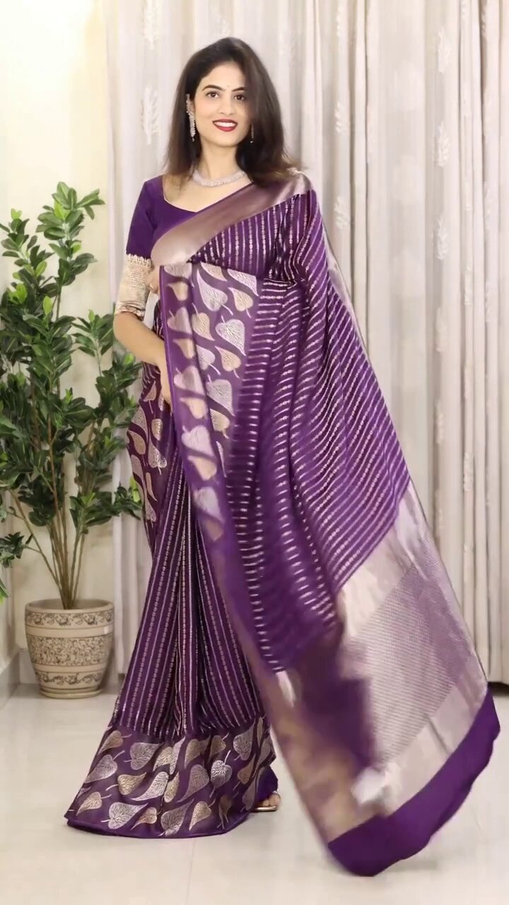 Ethereal Charm Banarasi Soft Silk Saree with Gold & Silver Zari
