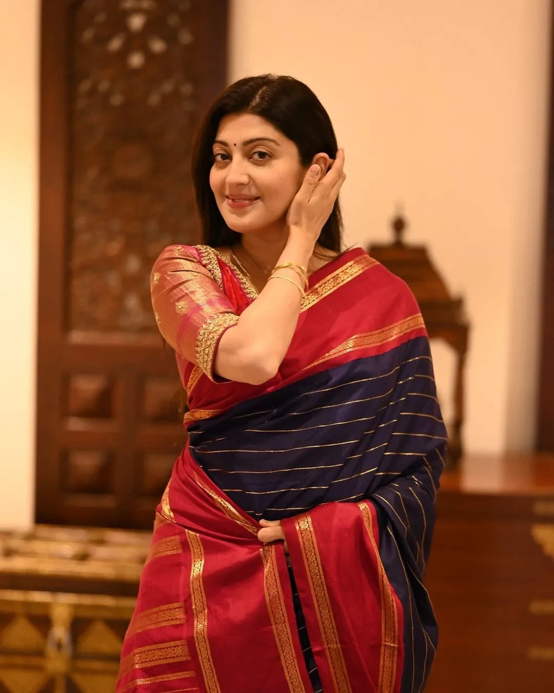 Timeless Aura Banarasi Soft Silk Saree with Gold Zari