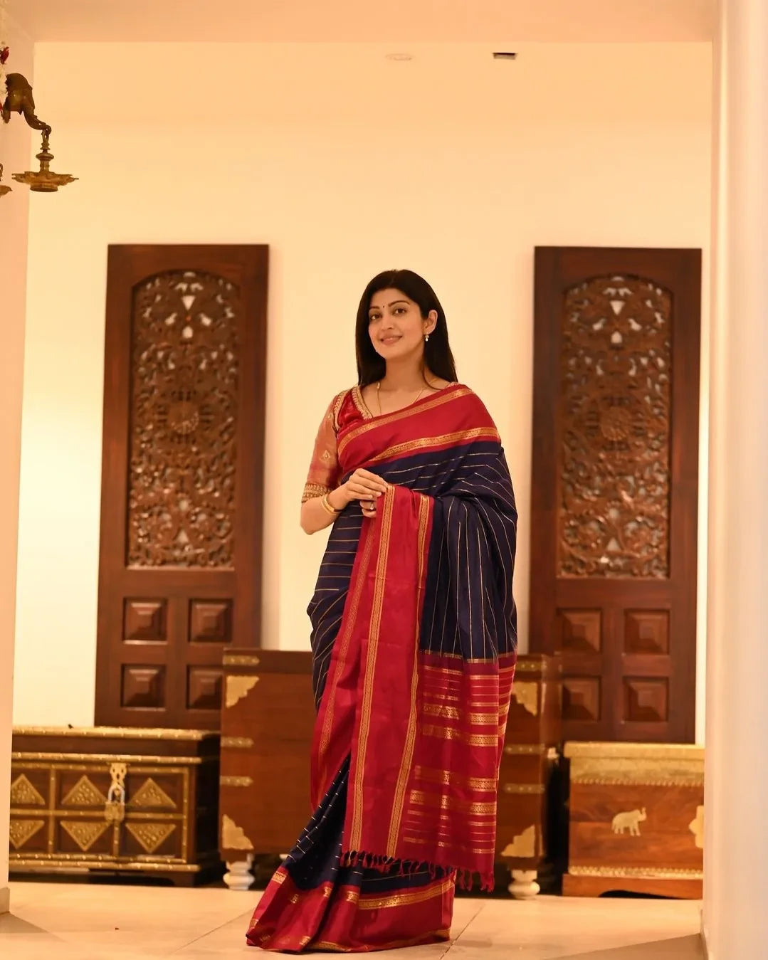 Timeless Aura Banarasi Soft Silk Saree with Gold Zari