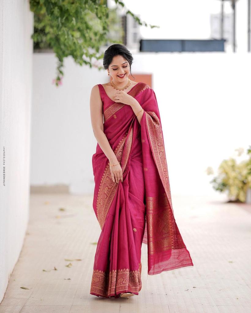 Banarasi Soft Silk Saree with Copper Zari Weaving & Solid Jacquard Design – Shade 1