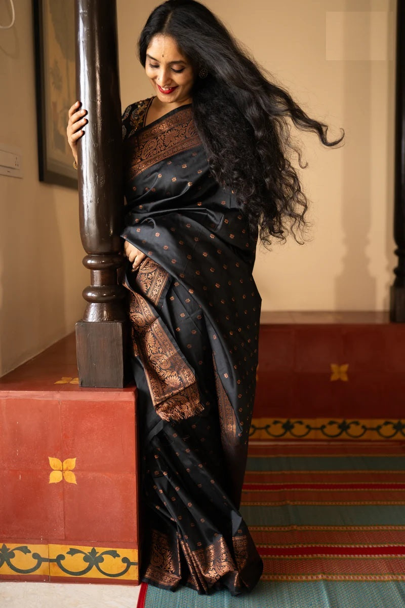 Weave Classic Banarasi Soft Silk Saree with Copper Zari – Colour 1