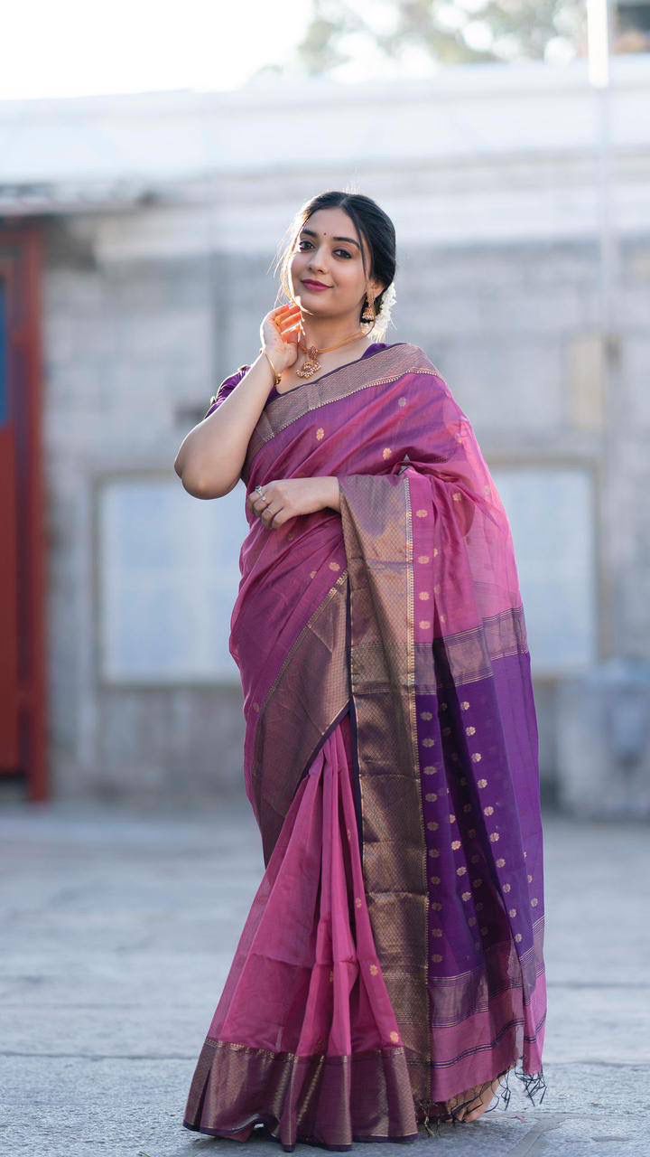 Banarasi Soft Silk Saree with Gold Zari Work