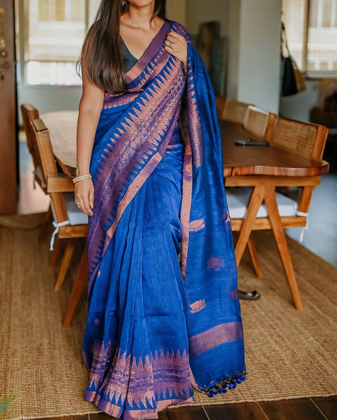 Copper Charm Banarasi Soft Silk Saree with Lustrous Zari Weaving – Colour 1