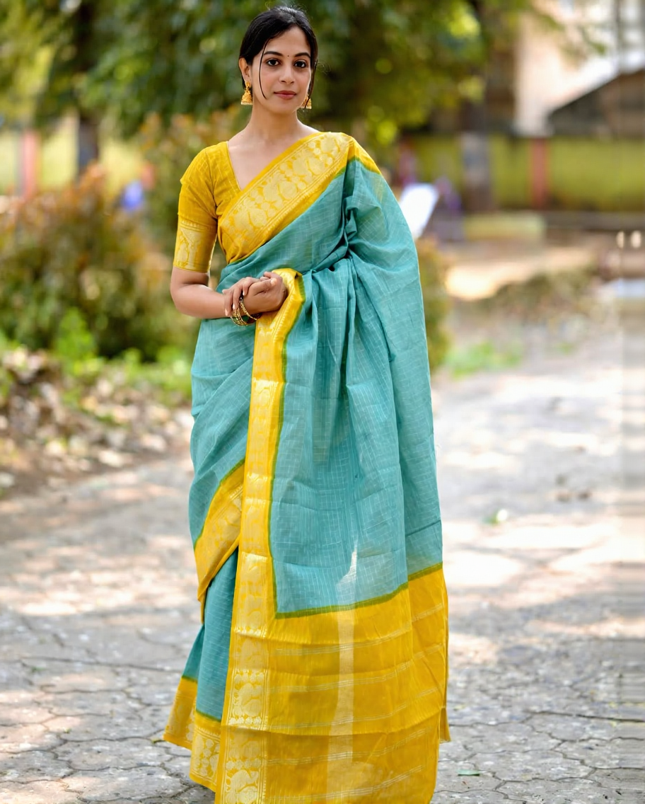 Banarasi soft silk saree colour 3 with gold zari weaving by DCPL"