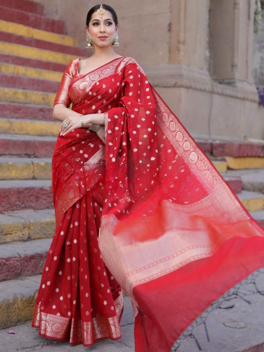 Banarasi Soft Silk Saree | Traditional Zari Motifs | Shade 5 | 473GM