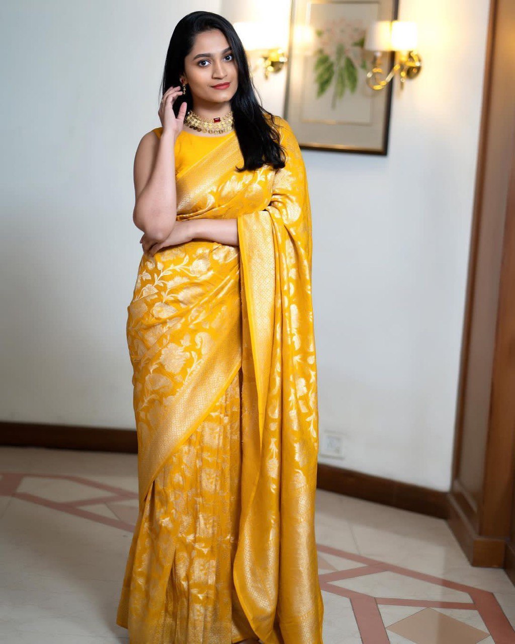 Kanjivaram Banarasi Soft Silk Saree – Shade 1 (520GM)
