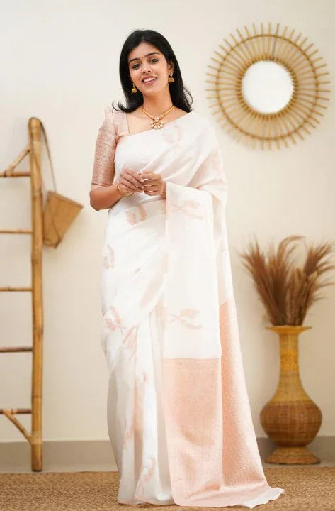 WeaveSaree Banarasi Soft Silk Saree with Copper Zari Weaving – 5.5 Meters