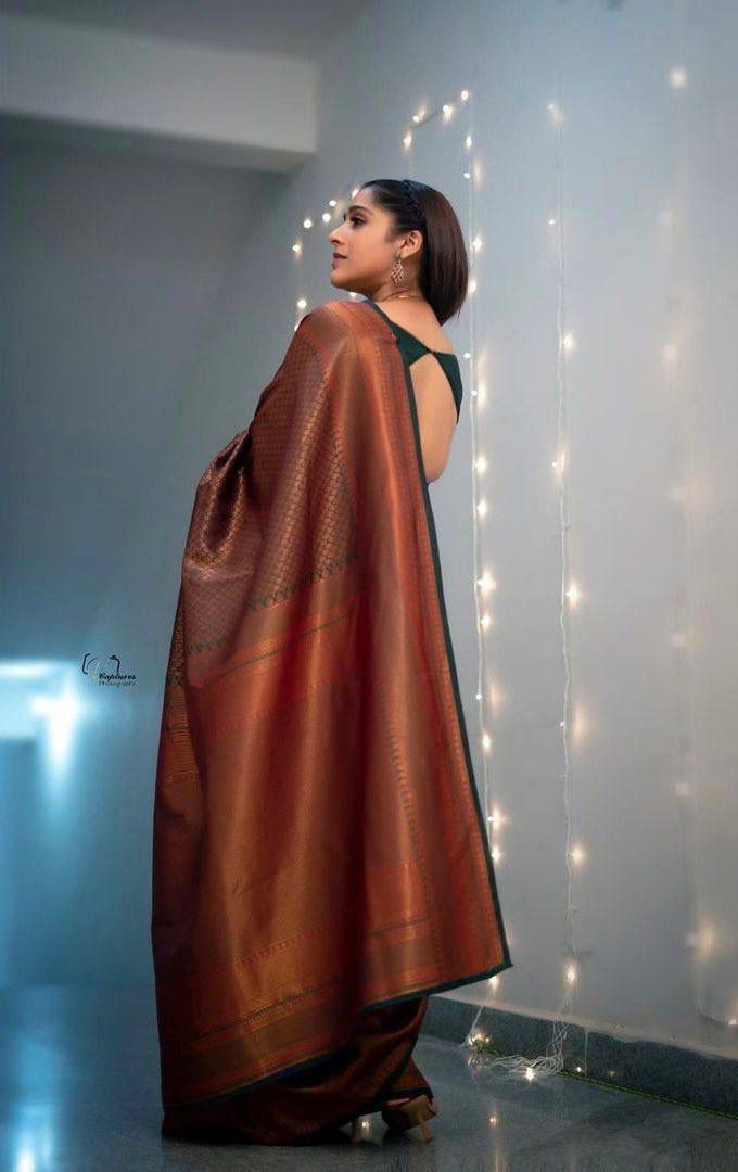 Banarasi Soft Silk Saree with Copper Zari – Shade 1 (560GM)