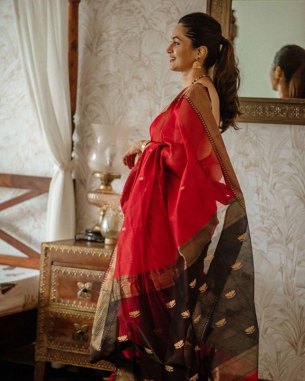 Royal Enchant Banarasi Soft Silk Saree with Gold Zari Weaving – Colour 1