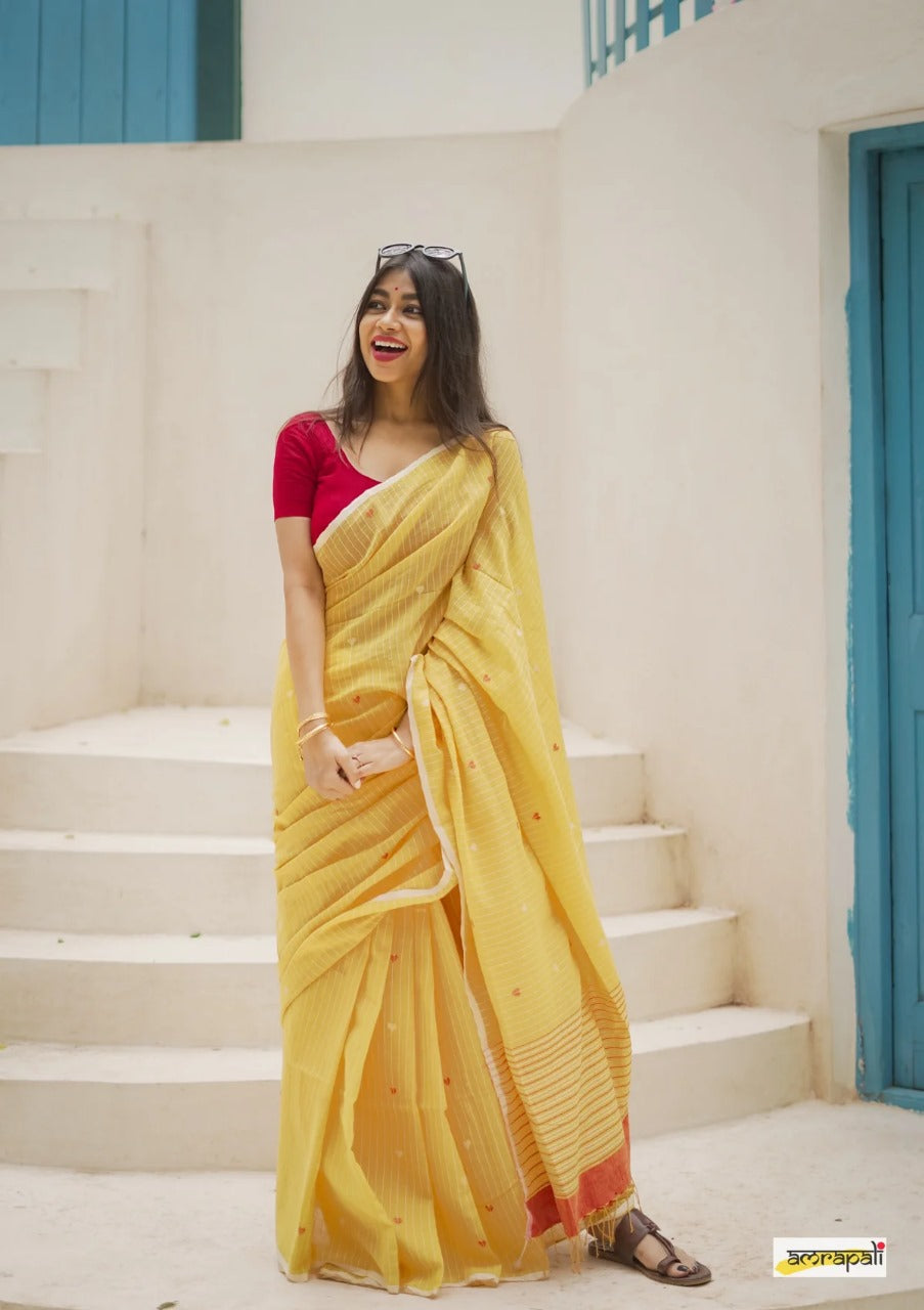 Soft Linen Cotton Silk Saree – Trendy & Grand Celebration Collection