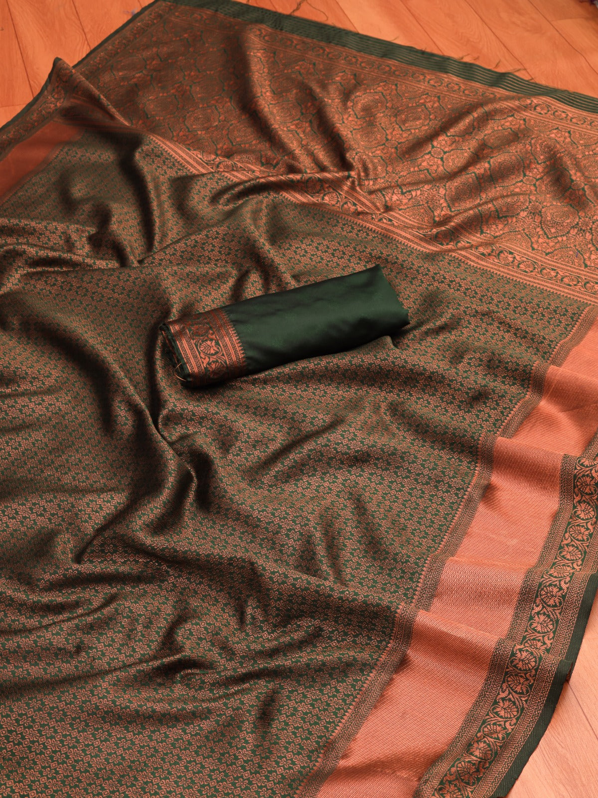 Banarasi Soft Silk Saree – Unique & Elegant Copper Zari Weaving, 574GM