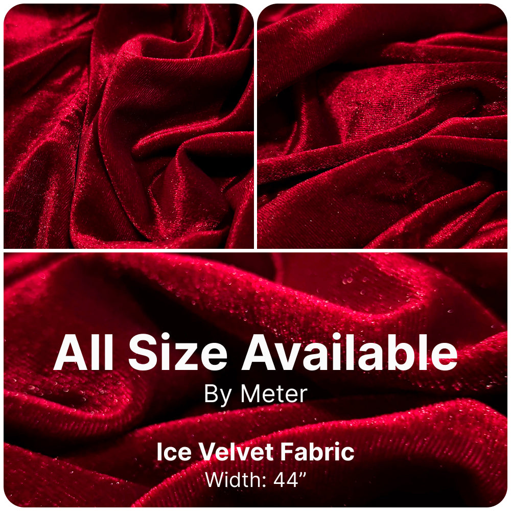 Premium Ice Velvet Fabric – Soft Smooth Luxury Velvet Material for Designer Dresses, Kurtis, Gowns & Home Decor