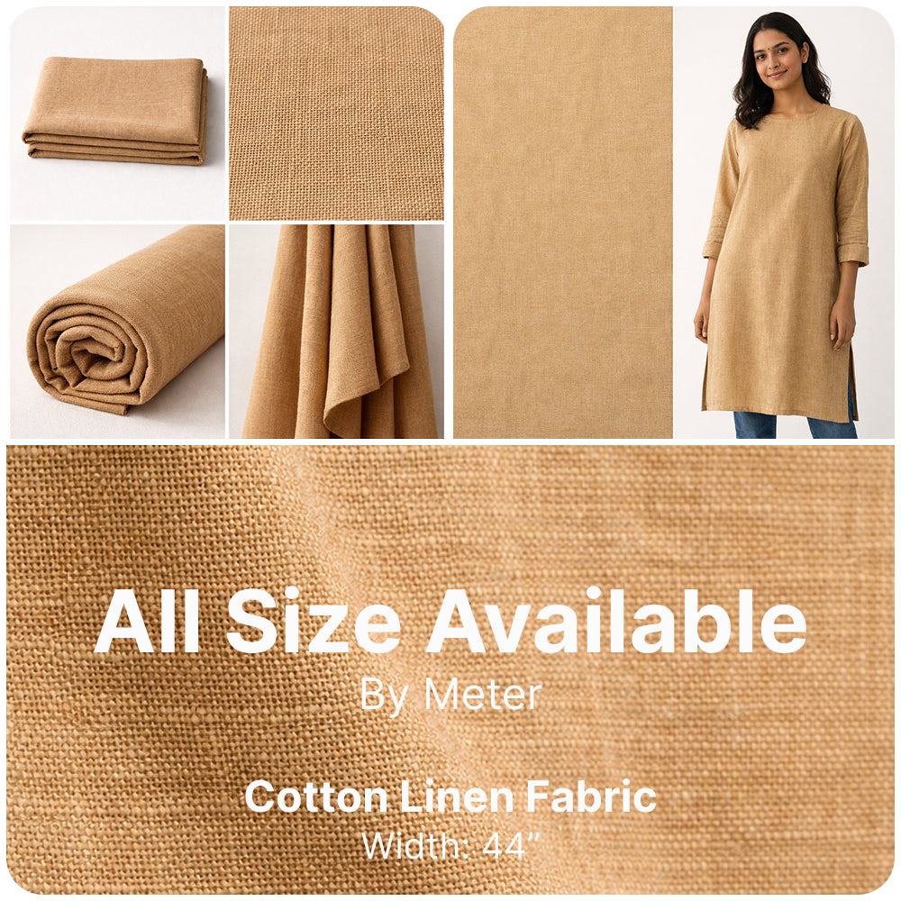 Premium Sand Beige Linen Fabric for Kurti, Shirt & Dress | Soft Breathable Plain Linen Cloth | Boutique Quality Fabric