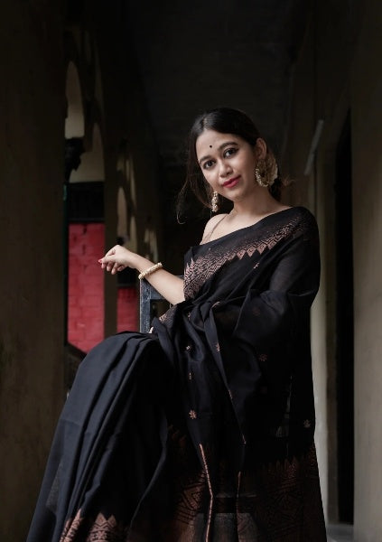 Sky Elegance Banarasi Silk Saree with Copper Zari – Colour 5