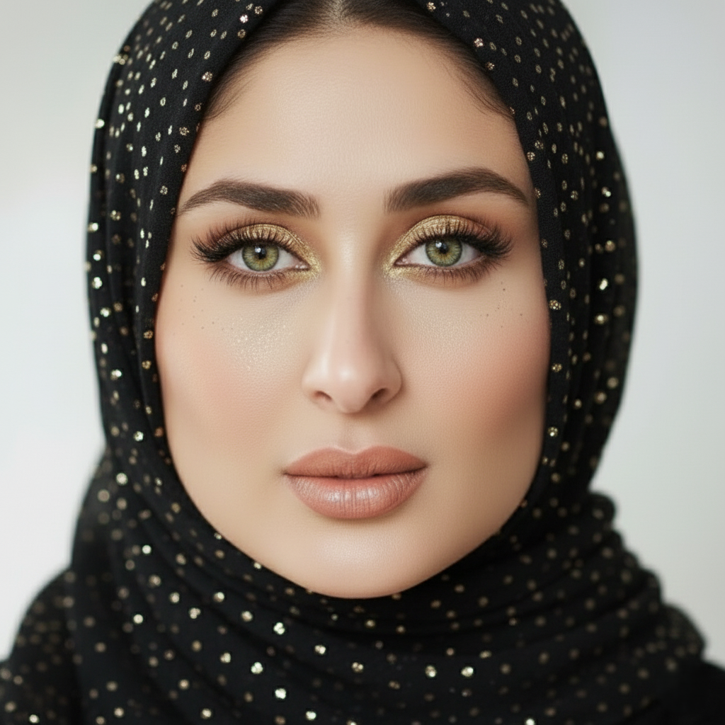 Sparkle Georgette Black Hijab – 2.50 Meter Elegant Shimmer Modest Scarf