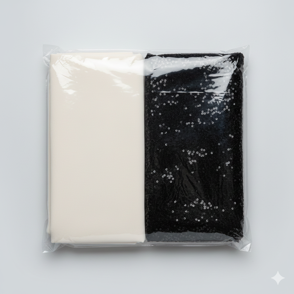 White georgette saree paired with black sparkle velvet blouse for elegant monochrome look