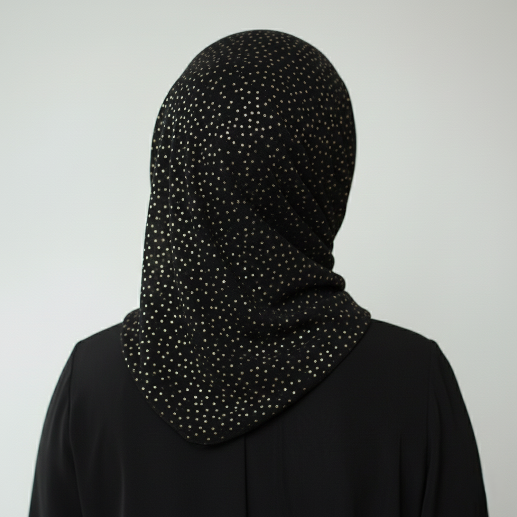 Sparkle Georgette Black Hijab – 2.50 Meter Elegant Shimmer Modest Scarf