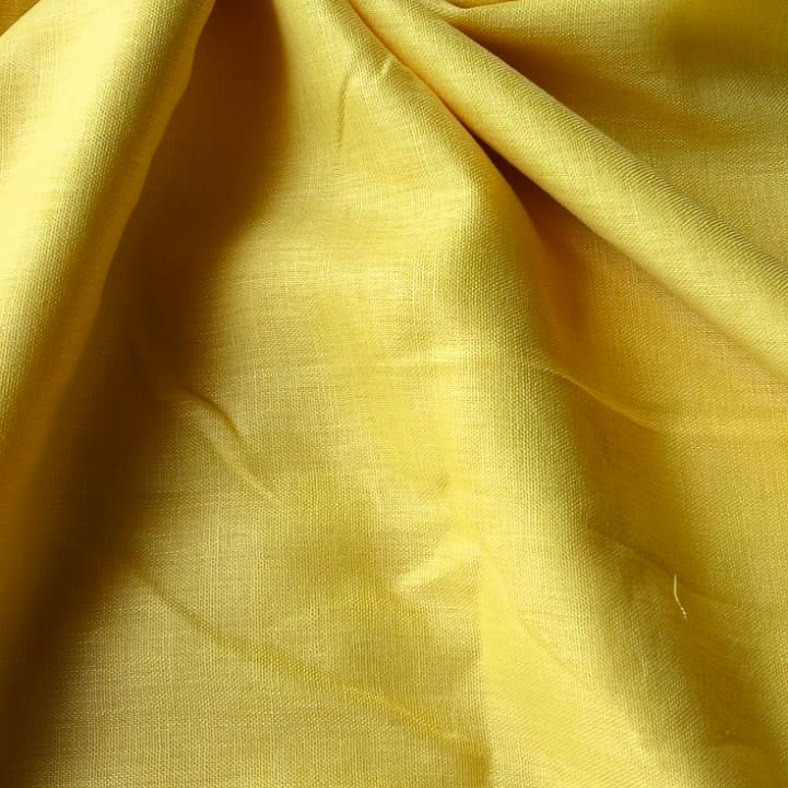 Sunshine Yellow Premium Linen Fabric for Kurti, Blouse & Dress Material | Soft Breathable Linen Cloth