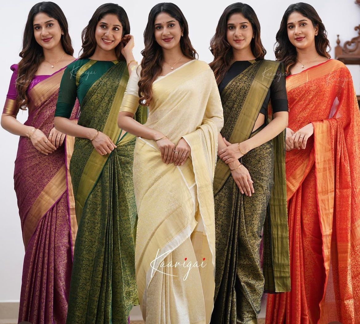 Banarasi Soft Silk Saree | Exquisite Weaving & Elegant Color Combination | Shade 5 | 550GM