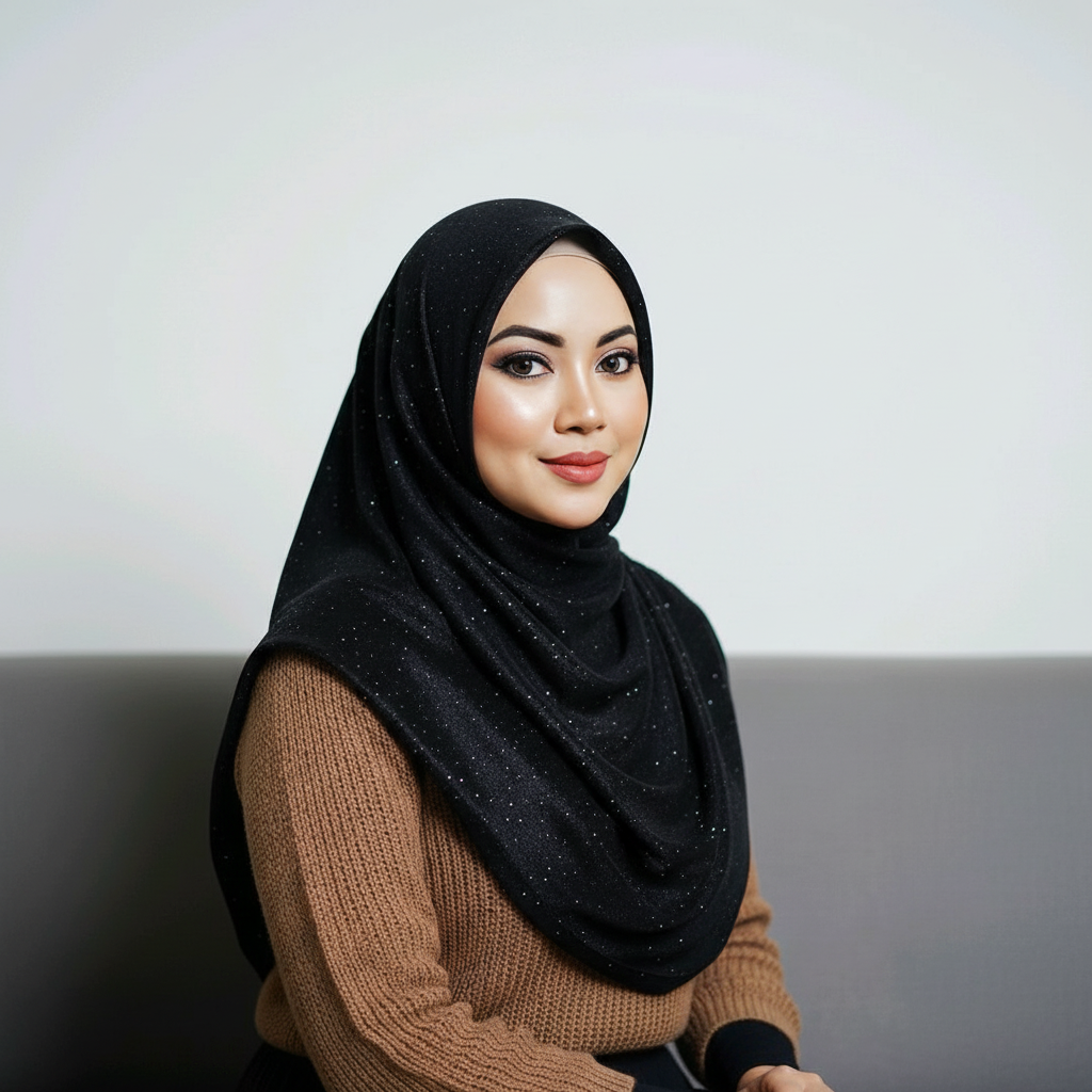Sparkle Velvet Black Hijab – 1.50 Meter Premium Shimmer Modest Scarf