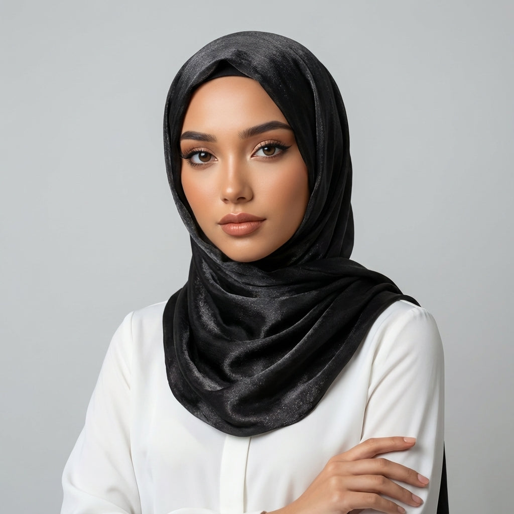 Premium Black Hijab – 2.50 Meter Elegant Modest Scarf for Daily & Occasion Wear