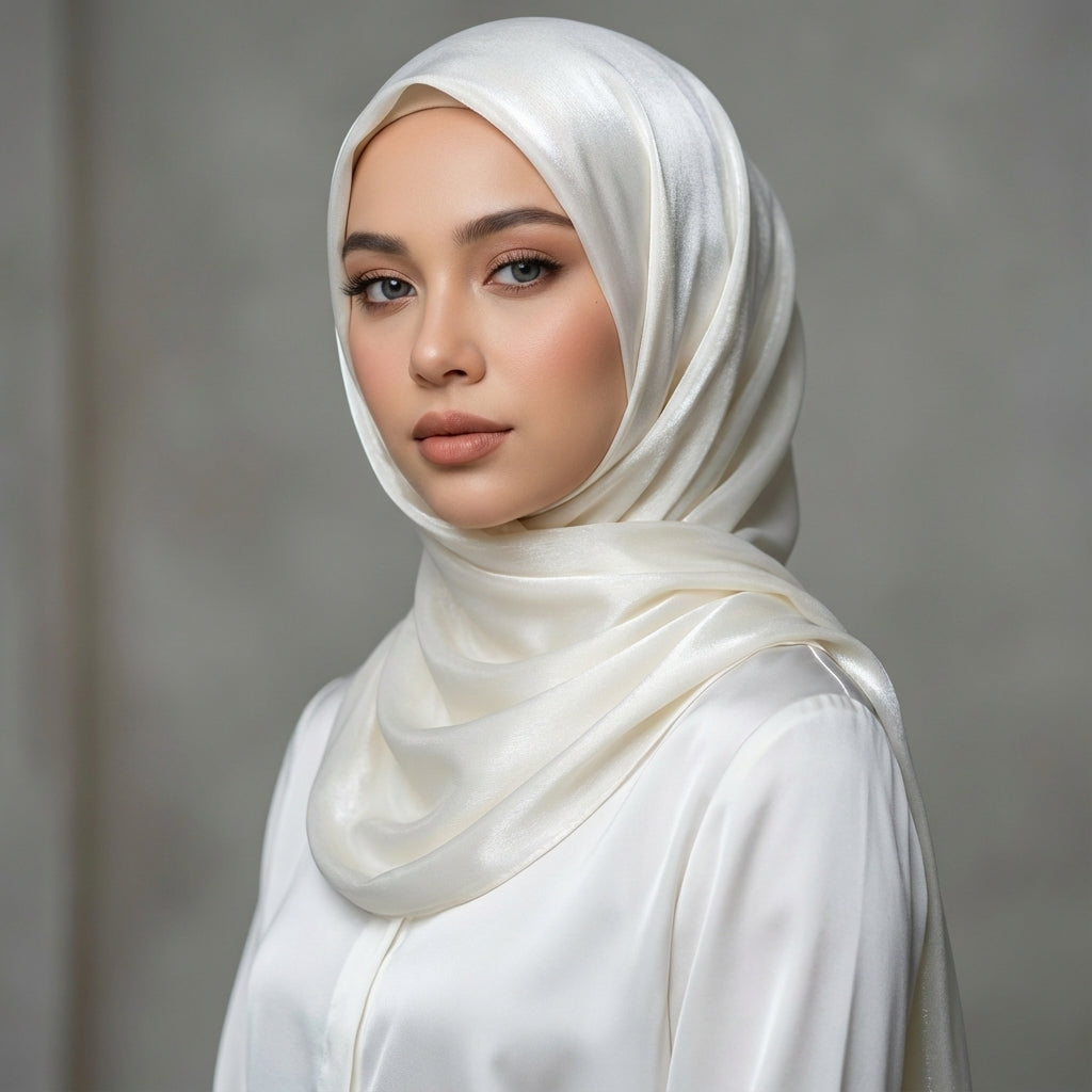 Premium Off White Hijab – 2.50 Meter Elegant Modest Scarf for Daily & Occasion Wear