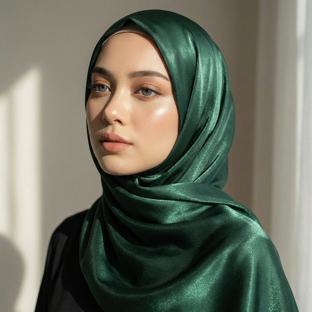 Premium Bottle Green Hijab – 2.50 Meter Elegant Modest Scarf for Daily & Occasion Wear