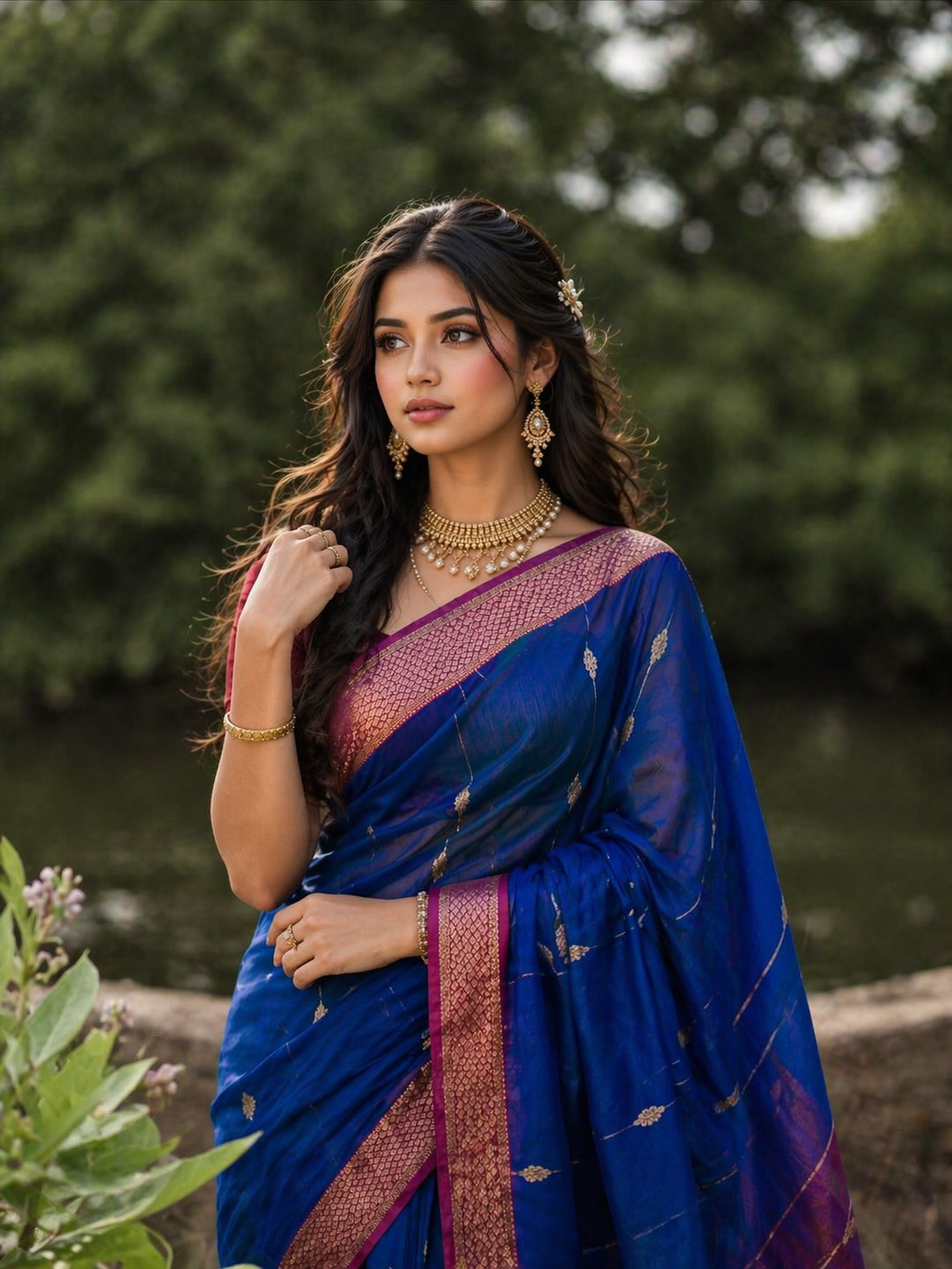 Soft Cotton Saree Blue with Subtle Everyday Elegant Design