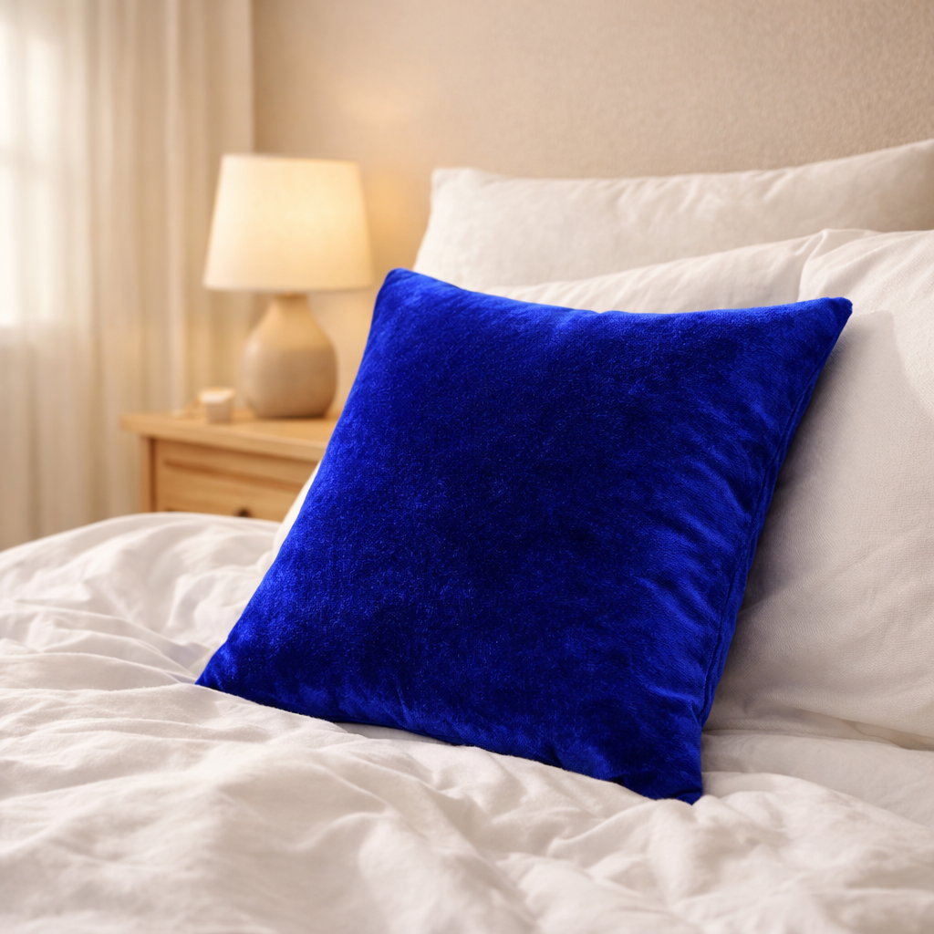 Royal Blue Plain Velvet Cushion for Sofa | Soft Premium Velvet Cushion Home Decor