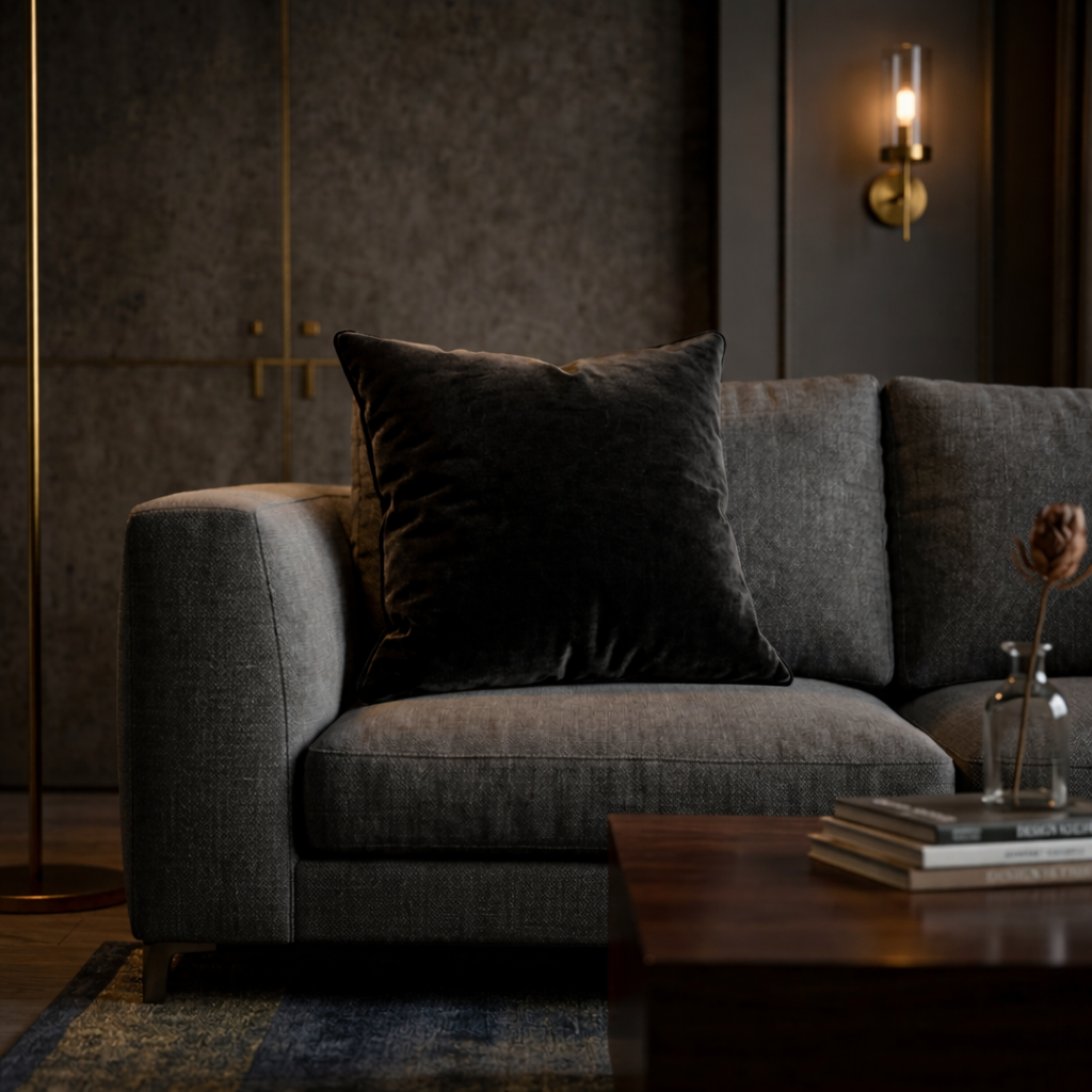 Black Velvet Cushion | Elegant Decorative Cushion for Sofa