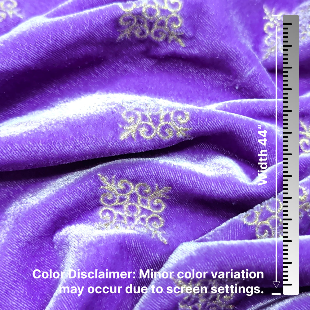 Lavender Kite Embroidery Velvet Fabric – Designer Work | 1 Meter