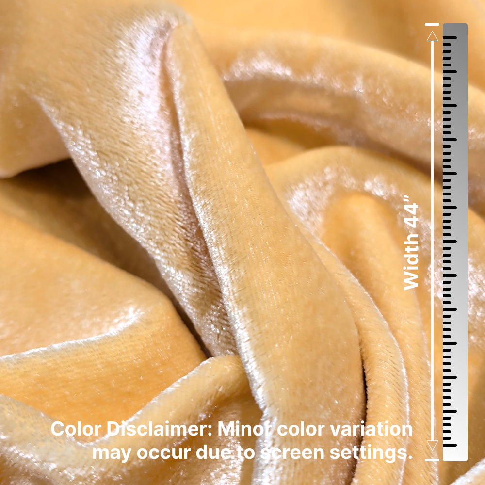 Plain Velvet Fabric Gold – 1 Meter Unstitched Blouse Fabric | 44 Inch Width | 220 GSM
