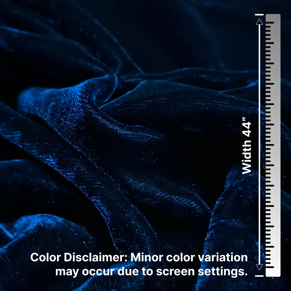 Solid Velvet Fabric for Blouse – Plain Unstitched Velvet Cloth – Navy Blue – 1 Meter