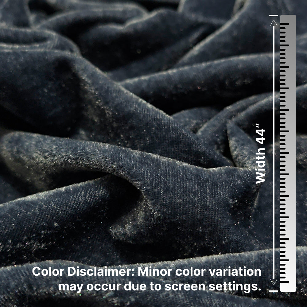 Plain Velvet Fabric Grey – 1 Meter Unstitched Blouse Fabric | 44 Inch Width | 220 GSM