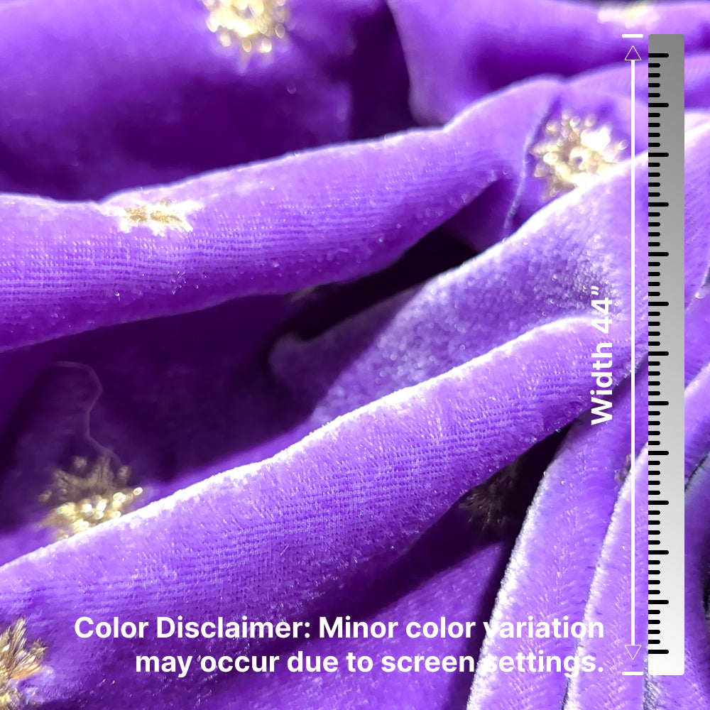 Lavender Star Embroidery Fabric – Designer Embroidered Fabric for Lehenga, Blouse & Kurti – 44 Inch Width – 1 Meter