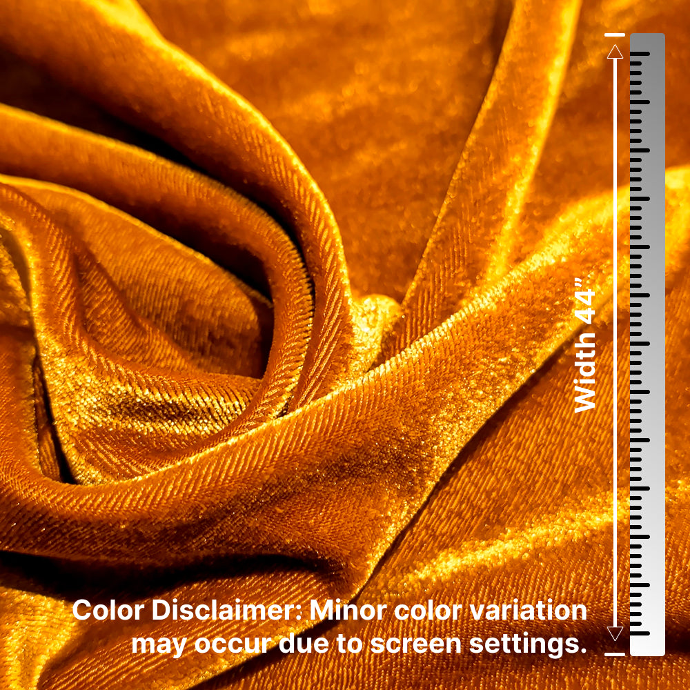 Solid Velvet Fabric for Blouse – Plain Unstitched Velvet Cloth – Mustard – 1 Meter