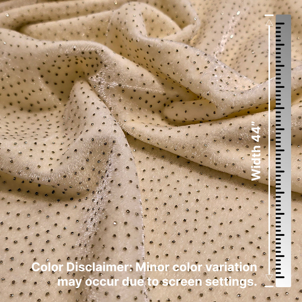 Cream Sparkle Velvet Fabric – Premium Shimmer Finish | 1 Meter