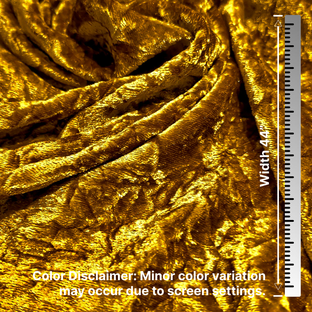 Close-up of gold yarn with a ruler on the right side