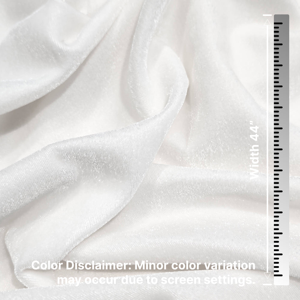 Solid Velvet Fabric for Blouse – Plain Unstitched Velvet Cloth – White – 1 Meter