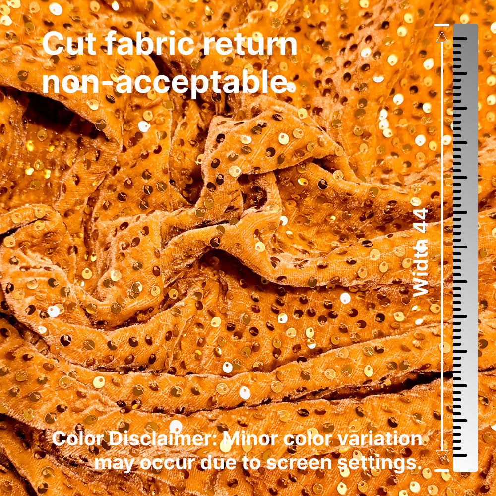 Gold Sequin Velvet Fabric – Premium Party Wear Finish | 1 Meter