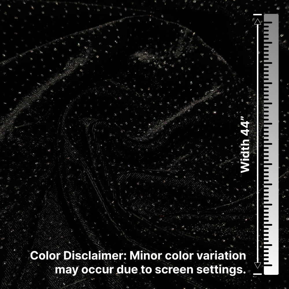 Black Sparkle Velvet Fabric – Premium Shimmer Finish | 1 Meter