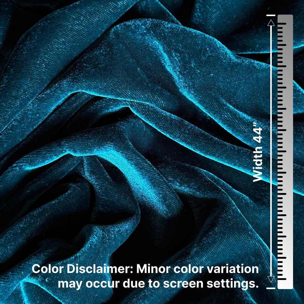 Solid Velvet Fabric for Blouse – Plain Unstitched Velvet Cloth – Teal – 1 Meter