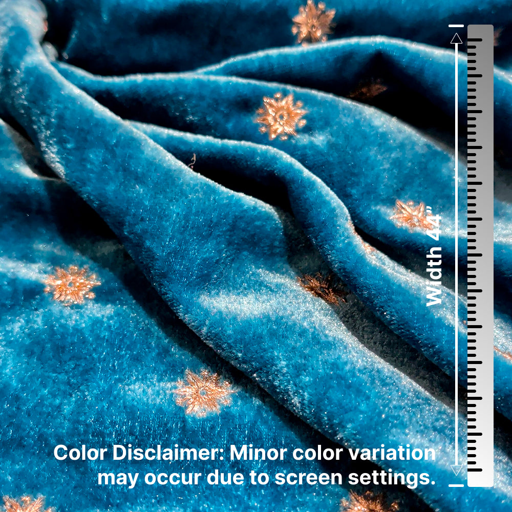 Sky Blue Star Embroidery Fabric – Designer Embroidered Fabric for Lehenga, Blouse & Kurti – 44 Inch Width – 1 Meter