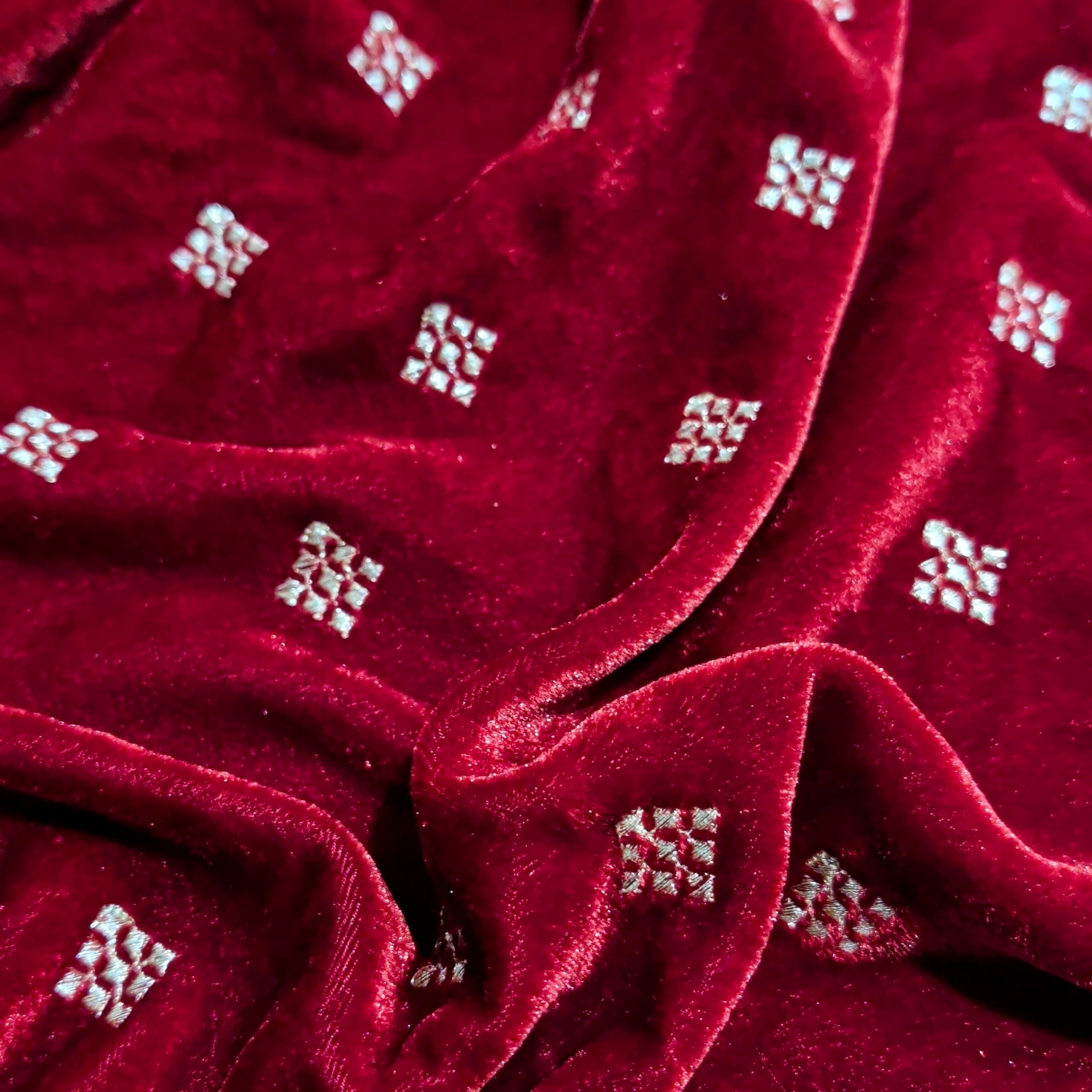 Premium Square Butti Embroidery Fabric – 1 Meter Cut | Elegant Designer Embroidered Material for Kurti, Blouse & Ethnic Wear