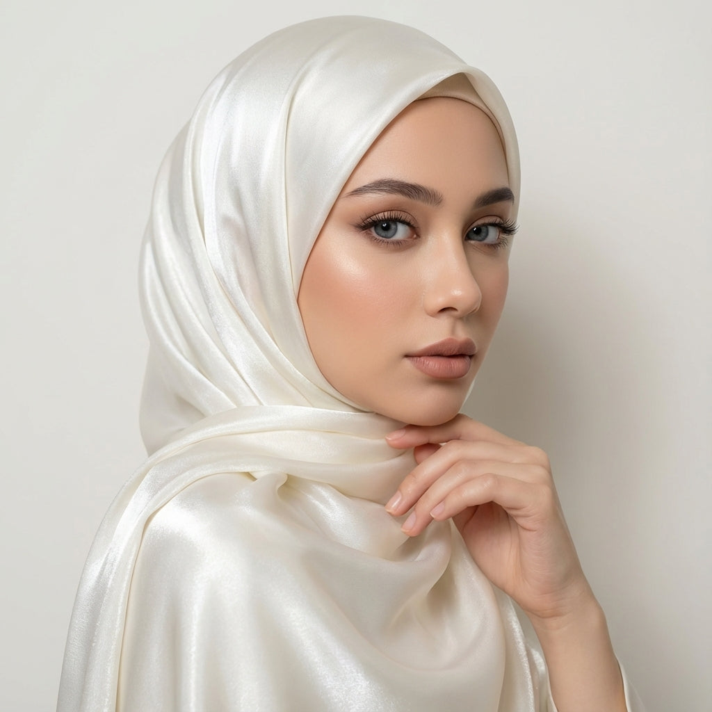 Premium Off White Hijab – 2.50 Meter Elegant Modest Scarf for Daily & Occasion Wear