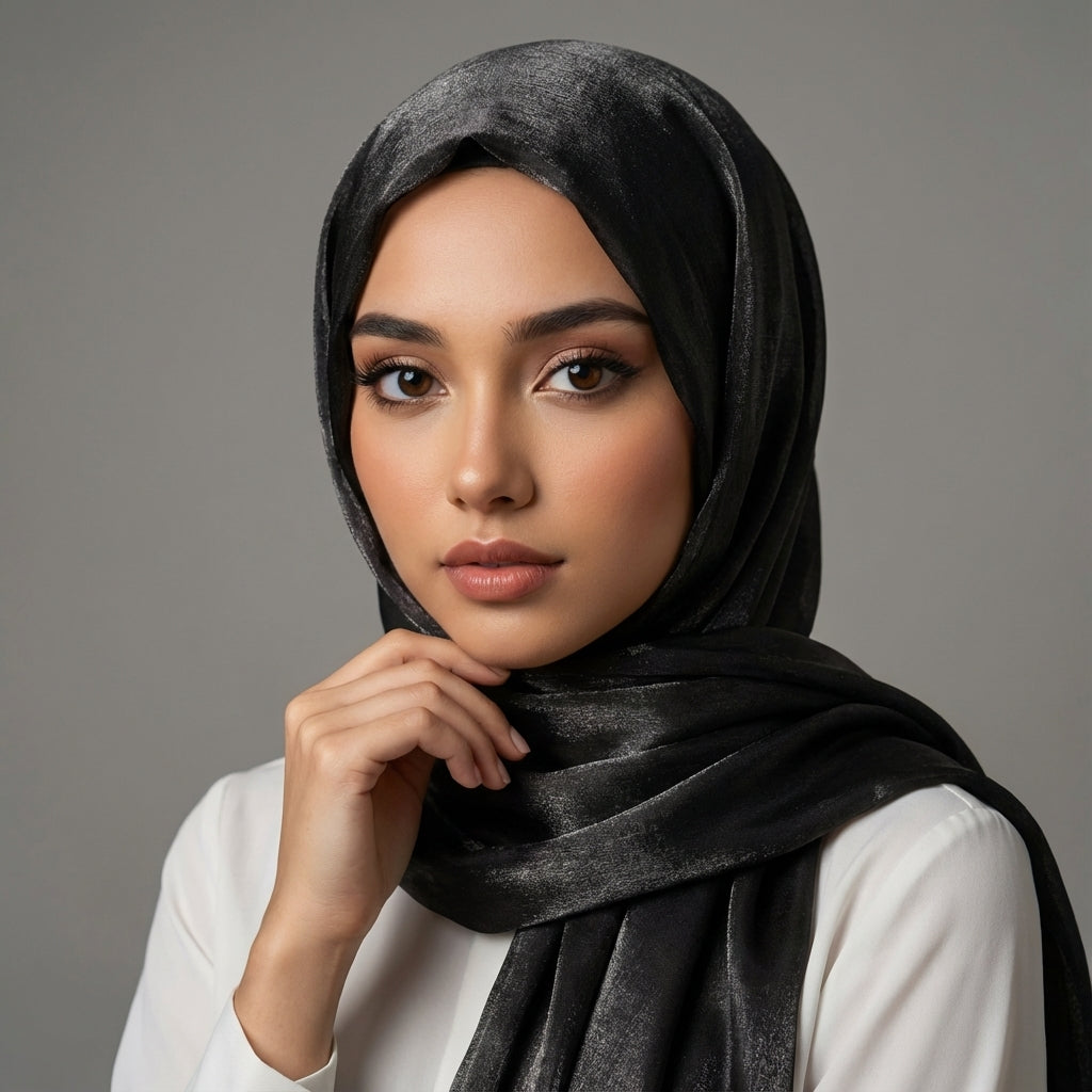 Premium Black Hijab – 2.50 Meter Elegant Modest Scarf for Daily & Occasion Wear
